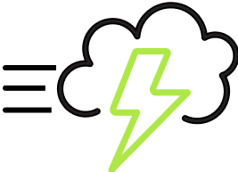 Cloud with a green lightning bolt icon