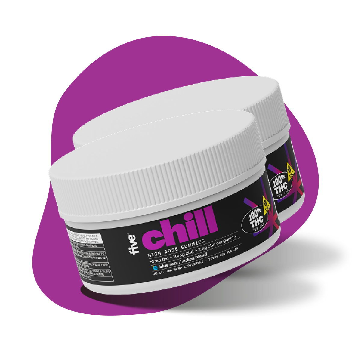 Two containers of Indica Chill THC Gummies
