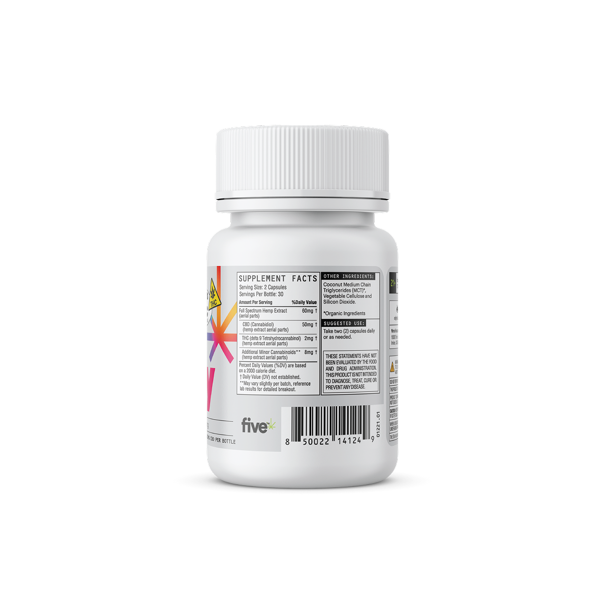 Back view of Daily Microdose capsules bottle showing Supplement Facts label and barcode on black background