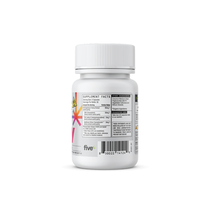 Back view of Daily Microdose capsules bottle showing Supplement Facts label and barcode on black background