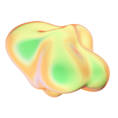 Abstract iridescent green and orange organic shape